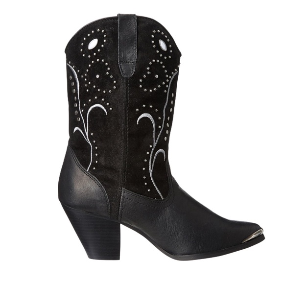 DINGO Silver Dollar Rhinestone Embellished Leather Western Boots Size 7.5 Black - Picture 3 of 7